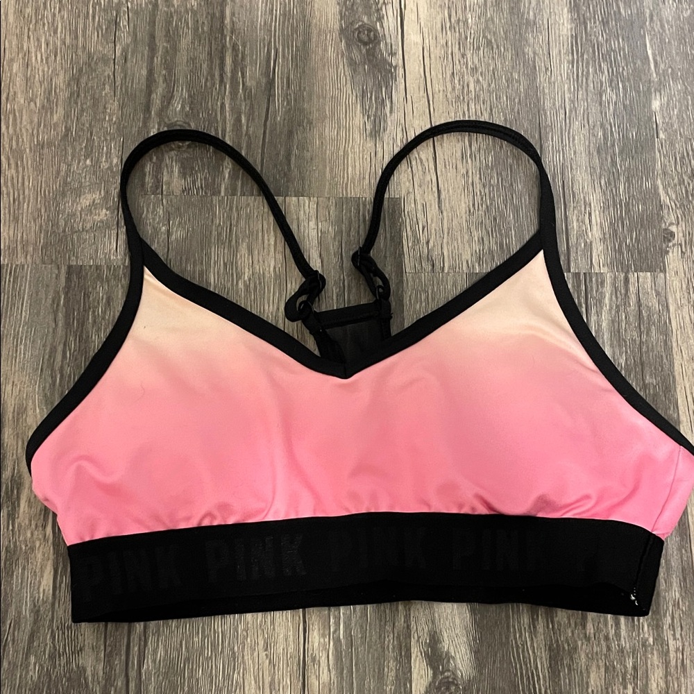 PINK Victoria's Secret Pink and Black Bikini Top